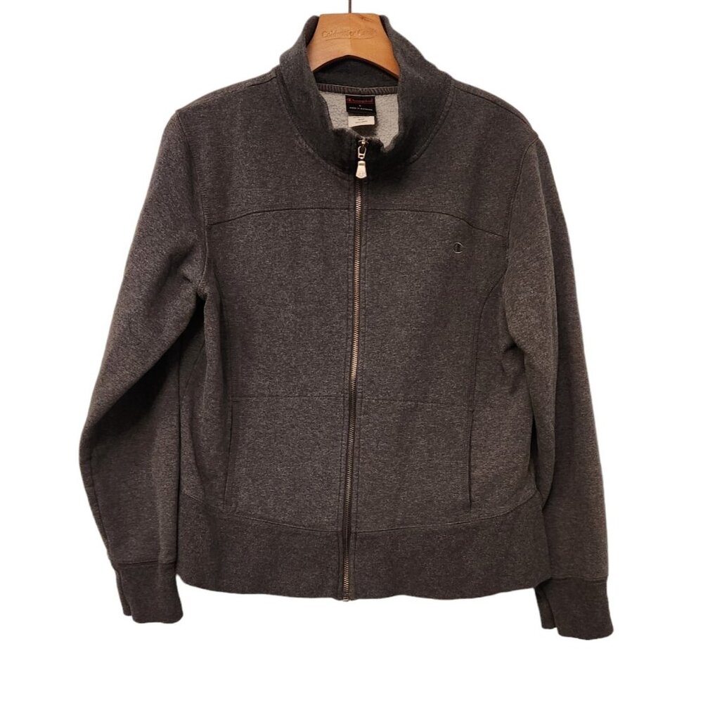 Champion Fleece Full Zip Hoodie Size Large Dark Gray/Black Boys L‎ EUC